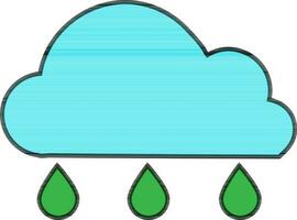 Blue cloud with green rain drop. vector