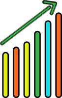 Colorful growing graph with arrow. vector