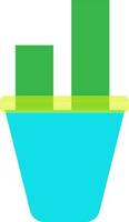 Flower pot with cactus plant in flat style. vector