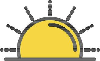 Sunrise Or Sunset Icon In Yellow Color. vector