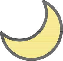 Vector Illustration of Crescent Moon In Yellow Color.