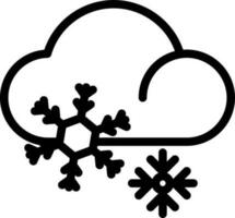 Cloud With Snowflake Icon In Thin Line Art. vector