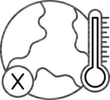 Global Warming With Cross Sign Icon In Thin Line Art. vector