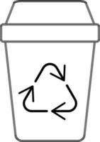 Recycle Bin Icon In Black Line Art. vector