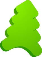 Flat icon of christmas tree in green color. vector