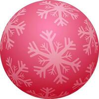 3D illustration of ball in pink color with print of snowflakes. vector