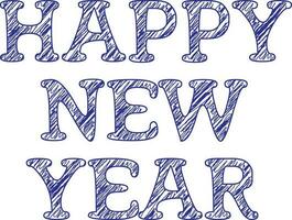 Happy new year text in blue colour. vector