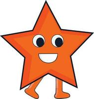 Cartoon character of a orange star. vector