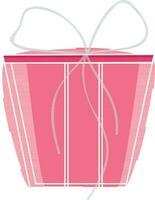 Pink gift box with white ribbon. vector