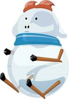 Cute snowman with scarf. vector