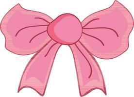 Pink bow ribbon in flat illustration. vector