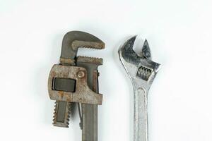 Rustic old used tools hammer wrench screwdriver nose plyers photo