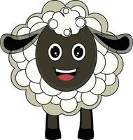 Standing funny sheep in flat illustration. vector