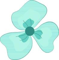 Skyblue color flower design in flat style. vector