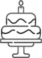 Black line art illustration of cake icon. vector
