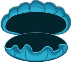 Illustration of pearl shell in blue color style. vector