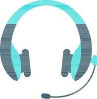 Isolated blue headphone with mic. vector