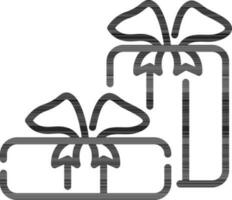 Gift boxes icon in black outline. vector