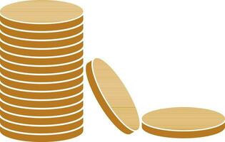 Flat style yellow stack of coin. vector