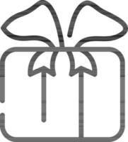 Gift box with ribbon icon in black outline. vector