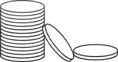 Black line art stack of coin. vector