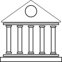 Black line art illustration of a bank icon. vector