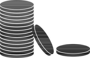 Flat style black stack of coin. vector