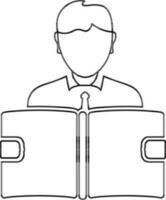 Character of faceless boy holding book. vector