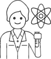 Flat Style Scientist Icon in Line Art. vector