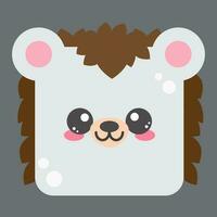 Cute square hedgehog face. Cartoom head of animal character. Minimal simple design. Vector illustration