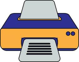 Printer machine icon in color with stroke for office work. vector