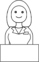 Black Outline Receptionist Icon in Flat Style. vector