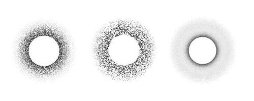 Dotted circle pattern. Abstract halftone round. Vector frame with random gradient gradation. Grunge rings design on white background.