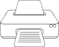 Printer machine icon in stroke for office work. vector