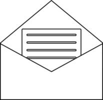 Envelope icon with letter in stroke for office concept. vector