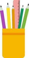 Flat illustration of pencils in holder. vector