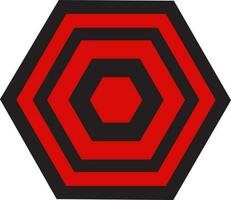 Red and black hexagonal shape. vector