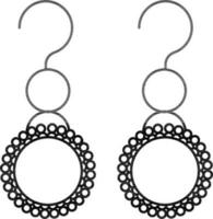 Flat Style Drop Earrings Icon in Black Outline. vector