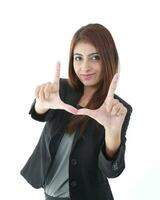 South east Asian young Chinese Indian man woman wearing formal business office ware on white background pose expression photo