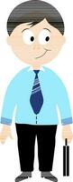 Character of Businessman holding briefcase. vector