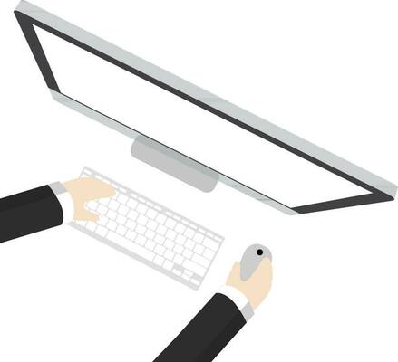 Businessman working on computer.