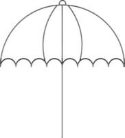 Black Outline Open Umbrella Icon on White Background. vector