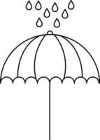 Line Art Illustration of Rainfall on Umbrella Icon. vector