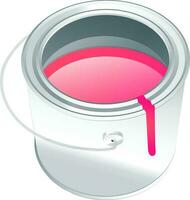 Half filled tin bucket with shiny pink paint. vector