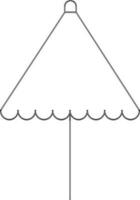 línea Arte paraguas icono en blanco antecedentes. vector