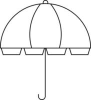 Open Umbrella Icon in Black Outline. vector