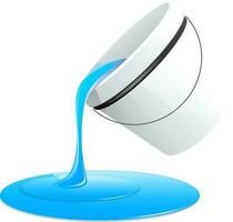 Sky blue paint spilled out from bucket. vector