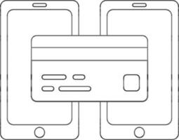 Card payment method in smartphone. vector