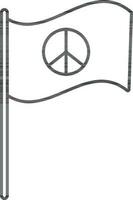Stroke style of flag in peace icon. vector