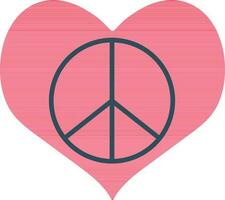 Icon of peace sign inside red heart. vector